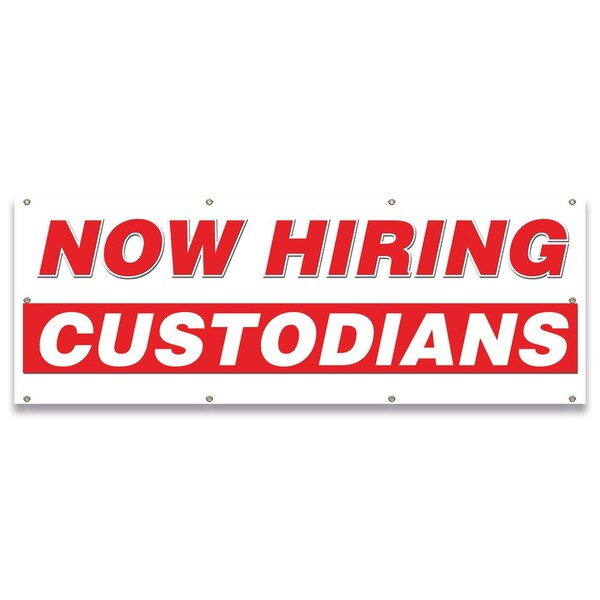 Now Hiring Custodians Banner Apply Inside Accepting Application Single Sided